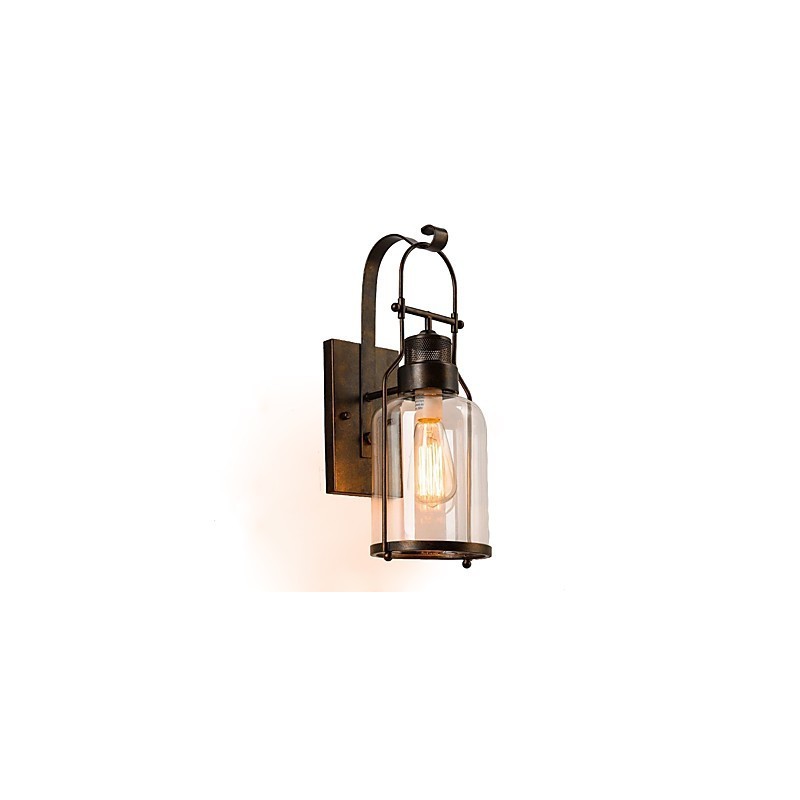 Aplique de pared estilo loft industrial retro de una luz con cristal transparente