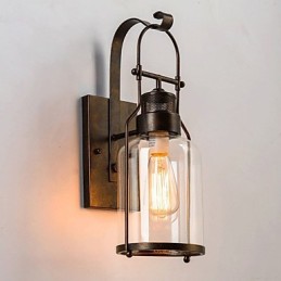 Aplique de pared estilo loft industrial retro de una luz con cristal transparente