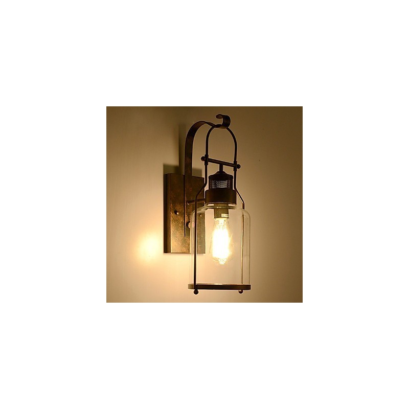 Aplique de pared estilo loft industrial retro de una luz con cristal transparente