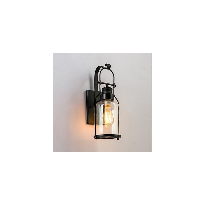 Aplique de pared estilo loft industrial retro de una luz con cristal transparente