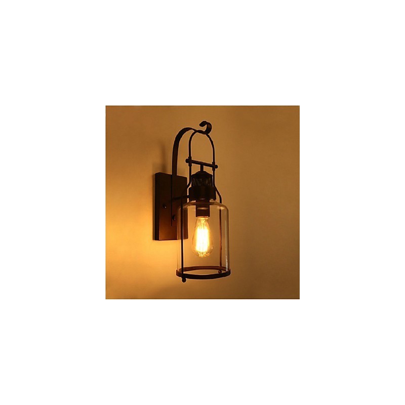 Aplique de pared estilo loft industrial retro de una luz con cristal transparente