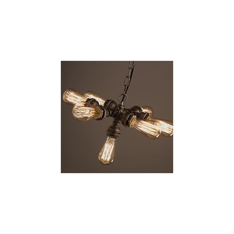 Lámpara colgante de 7 luces estilo retro con diseño de tubería de agua industrial americana