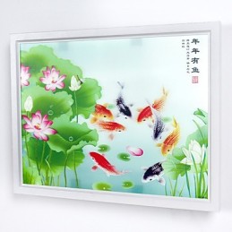 Pintura contemporánea moderna integrada para apliques de pared con luz ambiental.