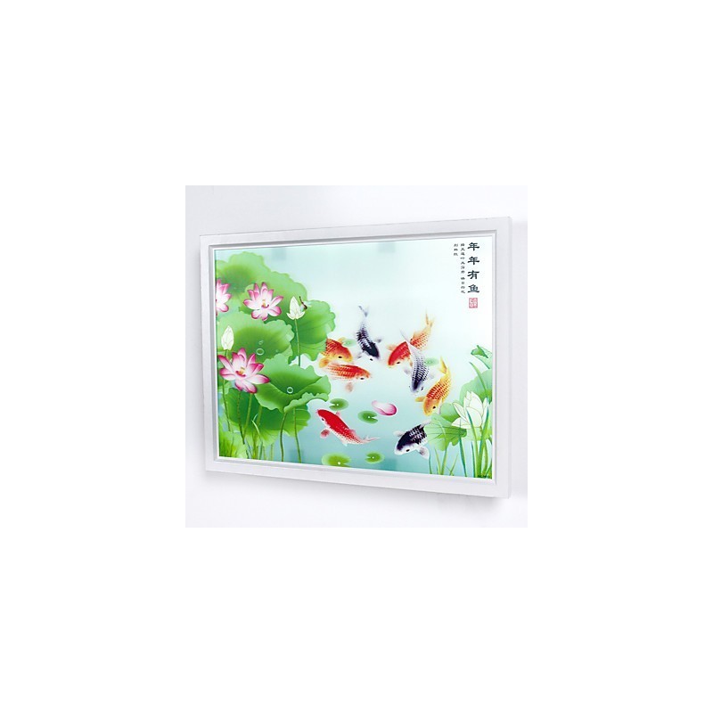 Pintura contemporánea moderna integrada para apliques de pared con luz ambiental.