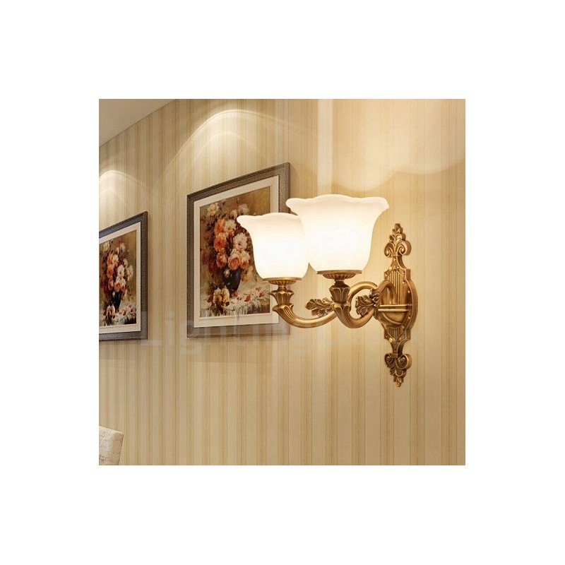 Apliques de pared de lujo de metal para interiores, de 2 luces, clásicos, tradicionales, para sala de estar, comedor y dormitorio.