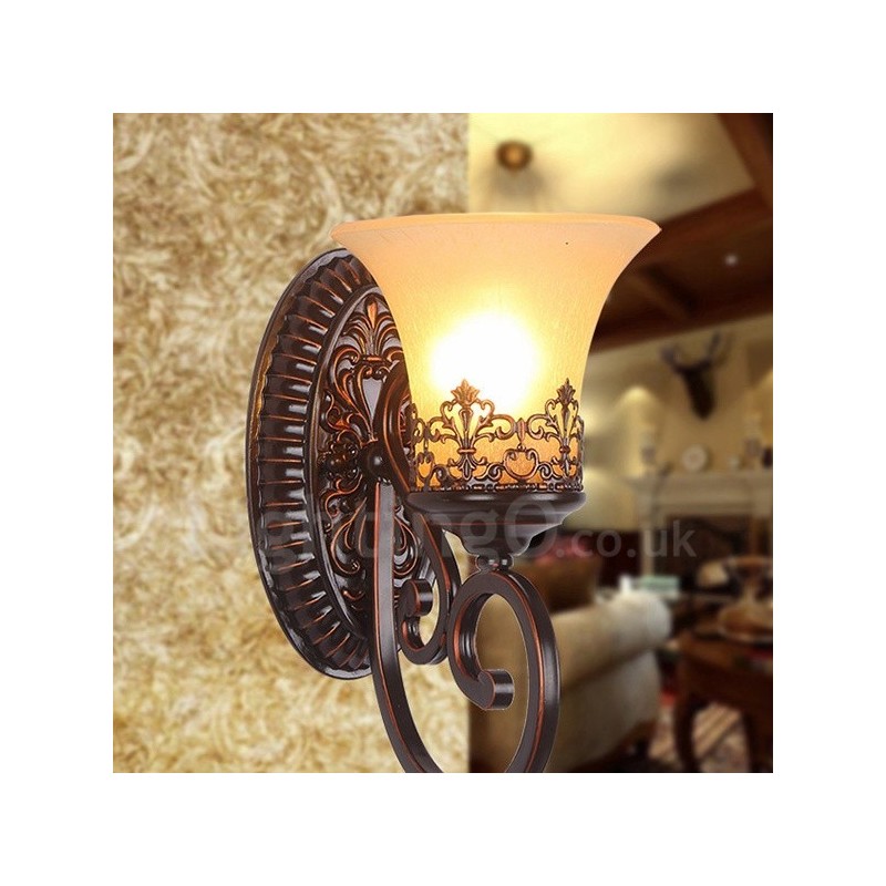 Apliques de pared de metal para interiores con una sola luz rústica para sala de estar, comedor y dormitorio