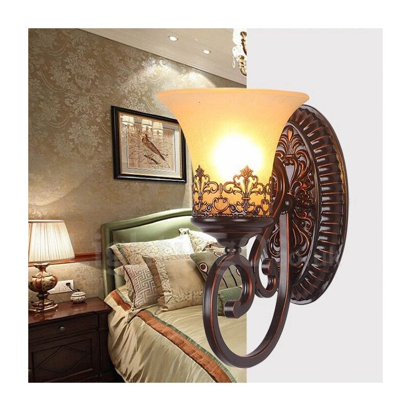 Apliques de pared de metal para interiores con una sola luz rústica para sala de estar, comedor y dormitorio