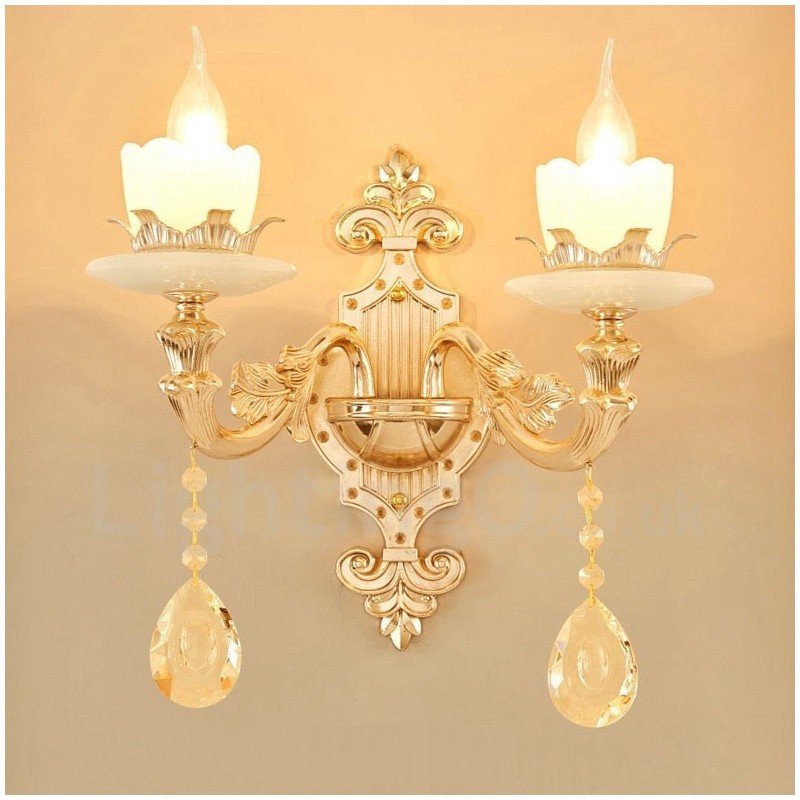 Apliques de pared de metal para interiores, de 2 luces, clásicos, tradicionales, para sala de estar, comedor y dormitorio.