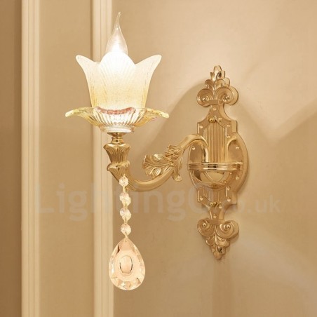 Aplique de pared de metal con una sola luz, estilo clásico, para sala de estar, comedor, dormitorio, interior