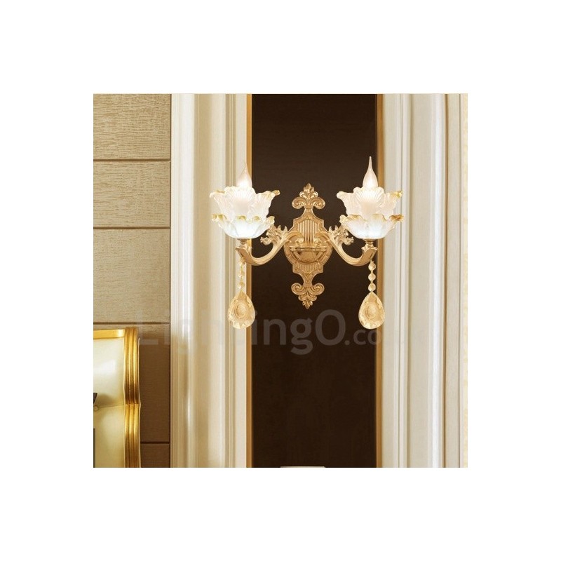 Apliques de pared de metal para interiores, de 2 luces, clásicos, tradicionales, para sala de estar, comedor y dormitorio.