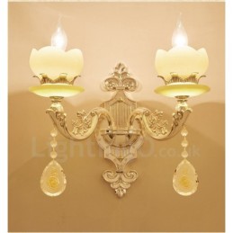 Apliques de pared de metal para interiores, de 2 luces, clásicos, tradicionales, para sala de estar, comedor y dormitorio.