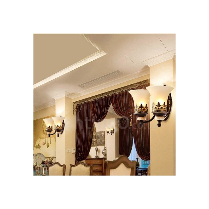 Apliques de pared de metal para interiores, de 2 luces, clásicos, tradicionales, para sala de estar, comedor y dormitorio.