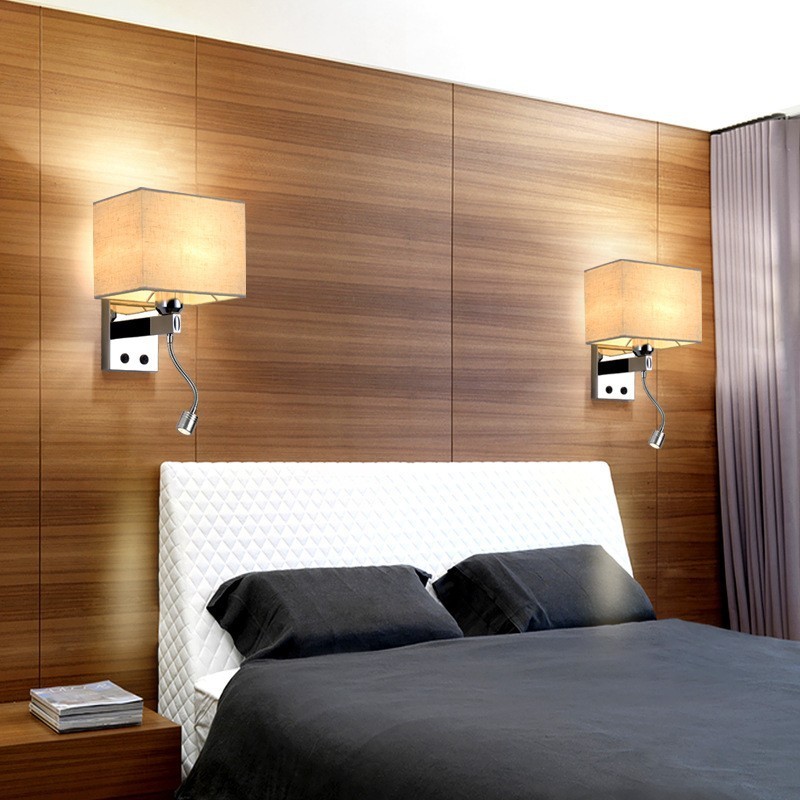 Lámpara de pared moderna para lectura en habitación de hotel, tela creativa, pasillo, balcón, mesita de noche