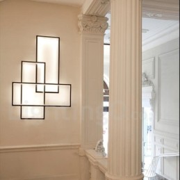 Lámpara de techo moderna y contemporánea de aluminio con pintura, lámpara de pared empotrada con regulador de intensidad remoto para sala de estar y dormitorio.