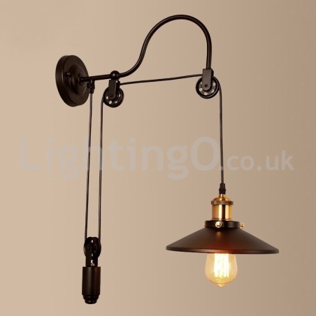 Lámpara de pared con polea retro empotrada para pasillo, bar, cafetería, dormitorio, estudio, loft Lámpara de pared con polea retro empotrada para pasillo, bar, cafetería, dormitorio, estudio, loft