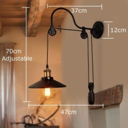 Lámpara de pared con polea retro empotrada para pasillo, bar, cafetería, dormitorio, estudio, loft