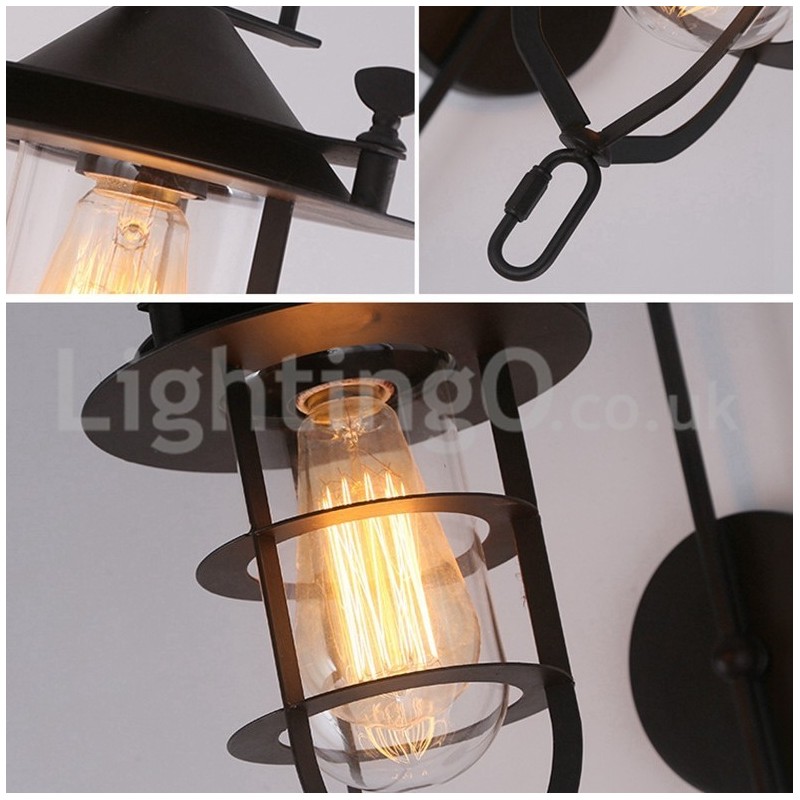 Lámpara de pared de muelle retro, luces de pared de muelle negro, aplique de muelle, restaurante, sala de estar, cafetería, bar, tienda de ropa