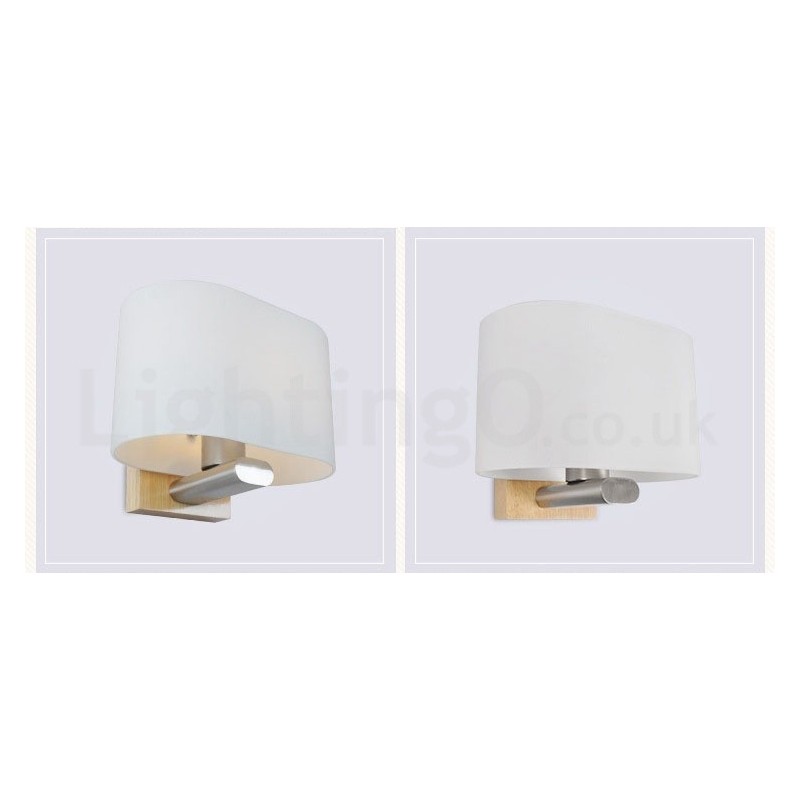 Lámpara de pared moderna y contemporánea de madera y acero inoxidable con pantalla de vidrio para pasillo, bar, cafetería, dormitorio, estudio, loft, polea.