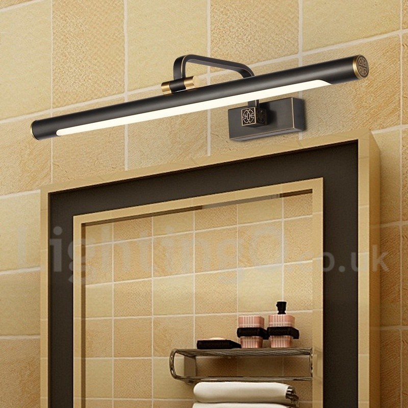 Lámpara de espejo IP, luces de baño, luces de pared de latón puro con pantalla acrílica, iluminación de maquillaje