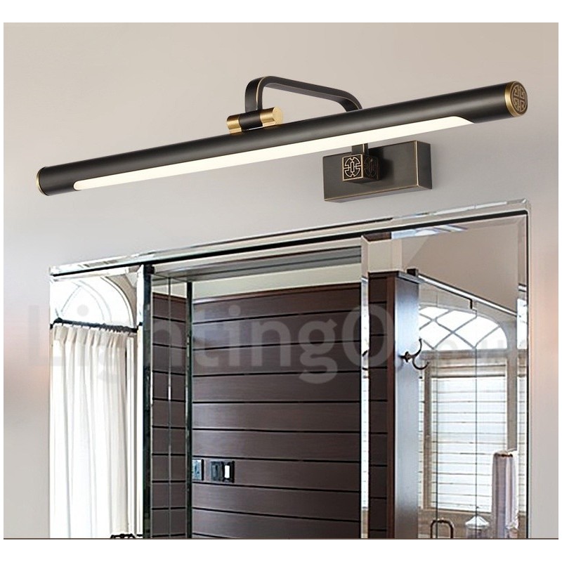 Lámpara de espejo IP, luces de baño, luces de pared de latón puro con pantalla acrílica, iluminación de maquillaje