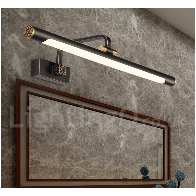 Lámpara de espejo IP, luces de baño, luces de pared de latón puro con pantalla acrílica, iluminación de maquillaje