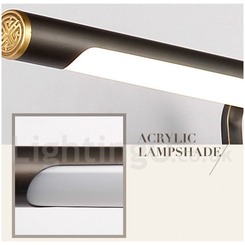 Lámpara de espejo IP, luces de baño, luces de pared de latón puro con pantalla acrílica, iluminación de maquillaje