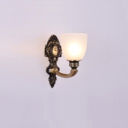 Lámpara de pared de latón puro, lujosa, rústica, retro, vintage, de 1 luz, con pantalla de cristal, ideal para hoteles, oficinas, salas de exposición, salas de estar y comedores.