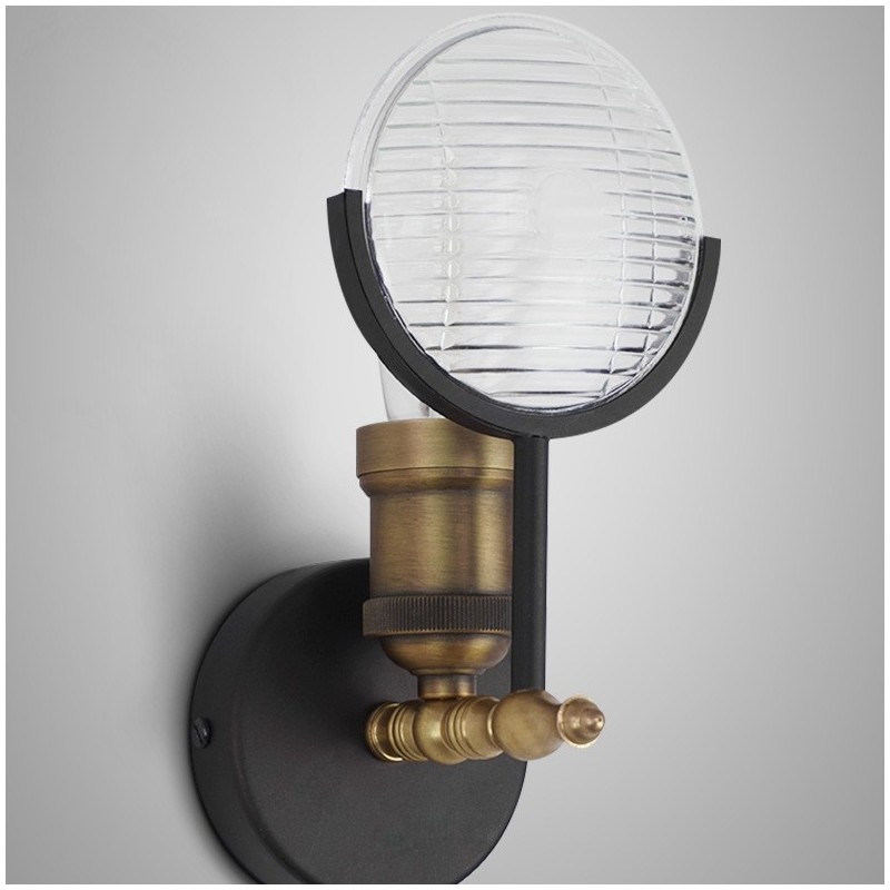 Aplique de pared rústico retro vintage de 1 luz con pantalla de cristal, ideal para hoteles, oficinas, salas de exposición, salas de estar y comedores.