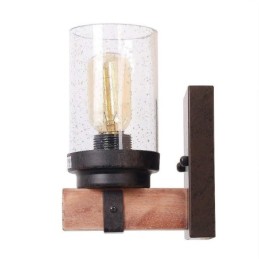 Aplique de pared de madera estilo industrial vintage de 1 luz para bar, loft, cafetería y restaurante.