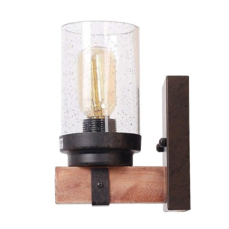 Aplique de pared de madera estilo industrial vintage de 1 luz para bar, loft, cafetería y restaurante. Aplique de pared de madera estilo industrial vintage de 1 luz para bar, loft, cafetería y restaurante.