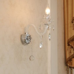 Lámpara de pared de cristal retro con 1 vela de cristal a juego