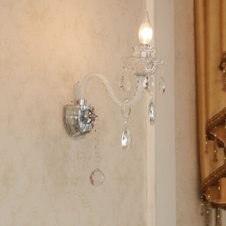 Lámpara de pared de cristal retro con 1 vela de cristal a juego Lámpara de pared de cristal retro con 1 vela de cristal a juego