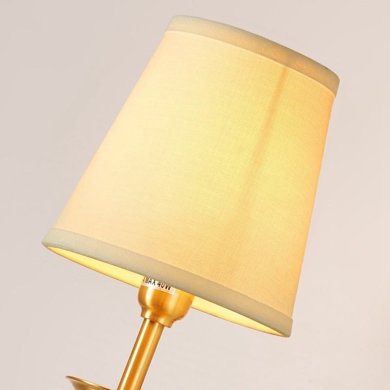 Lámpara de pared de latón puro, lujosa, rústica, retro, vintage, de 1 luz, con vela y pantalla de tela, ideal para habitaciones de hotel, salas de exposición, salas de estar y comedores.