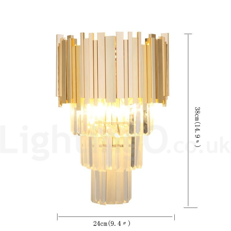 Aplique de pared de cristal K9 de lujo posmoderno a juego con oro y pantalla de cristal