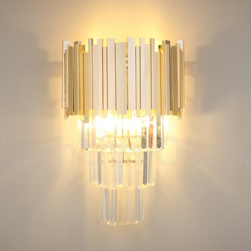 Aplique de pared de cristal K9 de lujo posmoderno a juego con oro y pantalla de cristal