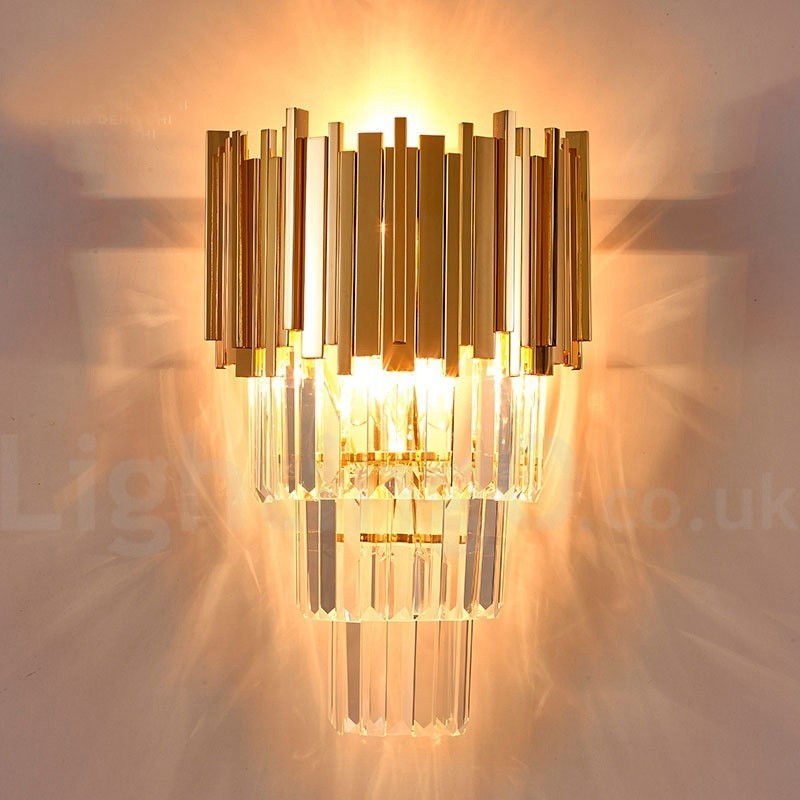 Aplique de pared de cristal K9 de lujo posmoderno a juego con oro y pantalla de cristal