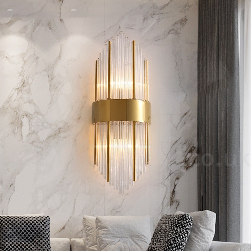 Lámpara de pared de cristal K9 de lujo moderna con pantalla de cristal