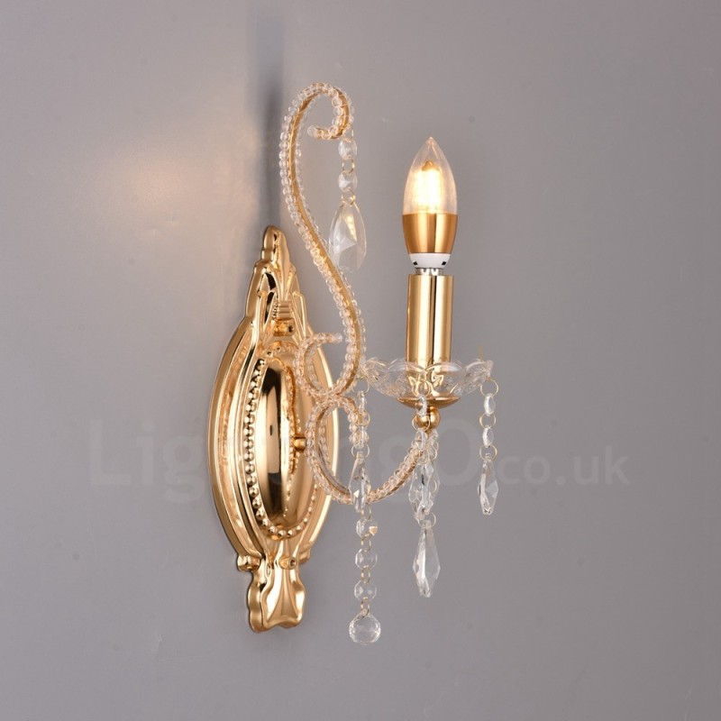 Aplique de pared de cristal estilo americano, 1 luz, dorado y negro, para sala de estar, comedor, tienda de ropa, cafetería, hotel.