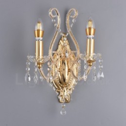 Aplique de pared de cristal estilo americano, de 2 luces, dorado y negro, para sala de estar, comedor, tienda de ropa, cafetería, hotel.
