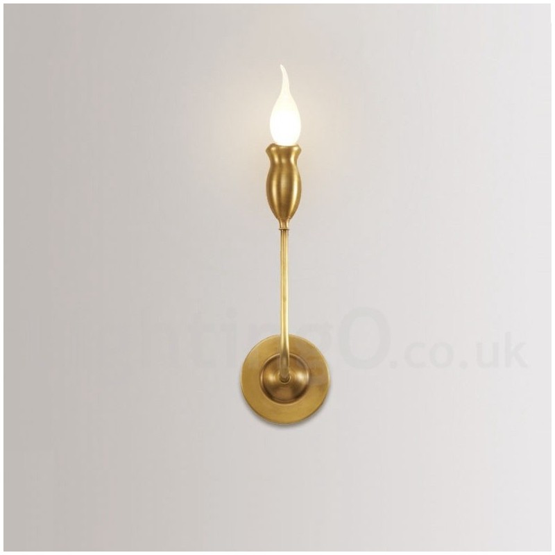 Lámpara de pared de latón puro, lujosa, rústica, retro, vintage, con 1 luz, ideal para hotel, dormitorio, sala de exposición, sala de estar y comedor.