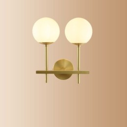 Lámpara de pared moderna Molecules Bean con pantalla esférica de cristal