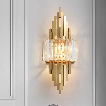 Lámpara de pared de cristal de lujo posmoderna para sala de estar, TV, fondo de pared, dormitorio, mesita de noche Lámpara de pared de cristal de lujo posmoderna para sala de estar, TV, fondo de pared, dormitorio, mesita de noche