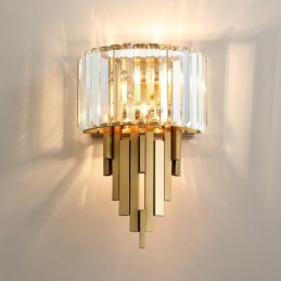Lámpara de pared de cristal de lujo posmoderna para sala de estar, TV, fondo de pared, dormitorio, mesita de noche