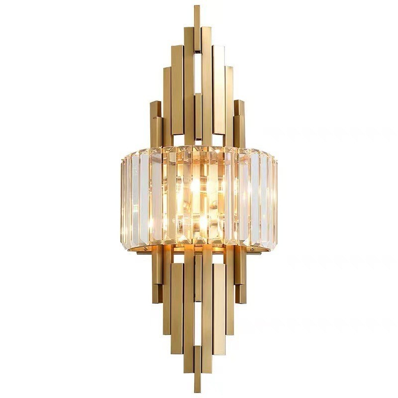 Lámpara de pared de cristal de lujo posmoderna para sala de estar, TV, fondo de pared, dormitorio, mesita de noche