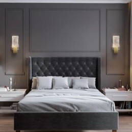 Apliques de pared de cristal minimalistas posmodernos para sala de estar, apliques de pared de estudio para dormitorio y mesita de noche de arte americano