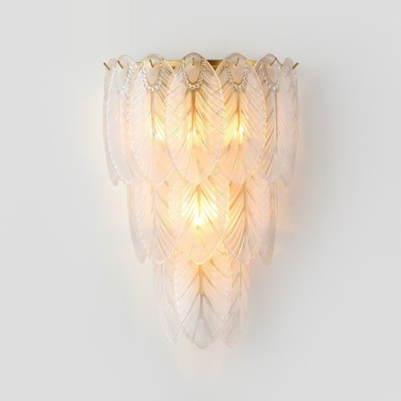 Apliques de pared de cristal con plumas francesas nórdicas, iluminación posmoderna, fondo de sala de estar de lujo, pared de pasillo, panel de hotel, lámpara de pared Apliques de pared de cristal con plumas francesas nórdicas, iluminación posmoderna, fondo de sala de estar de lujo, pared de pasillo, panel de hotel, lámpara de pared