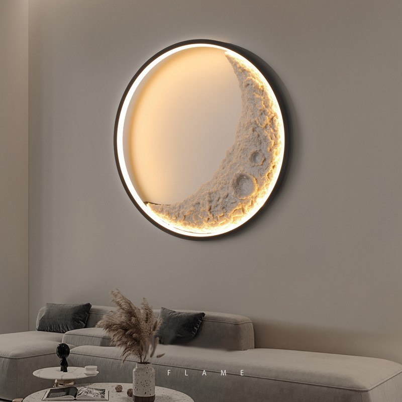 Lámparas de pared decorativas de fondo redondo nórdico para interiores