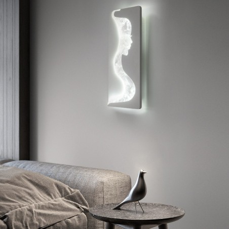 Lámpara de pared interior con diseño de chicas encantadoras mirando hacia la izquierda y hacia la derecha Lámpara de pared interior con diseño de chicas encantadoras mirando hacia la izquierda y hacia la derecha