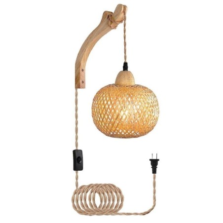 Aplique de pared de bambú estilo pastoral americano retro de cuerda de cáñamo con enchufe Aplique de pared de bambú estilo pastoral americano retro de cuerda de cáñamo con enchufe