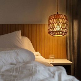 Aplique de pared retro americano de 3 m con cuerda de cáñamo y pantalla tejida de papel.